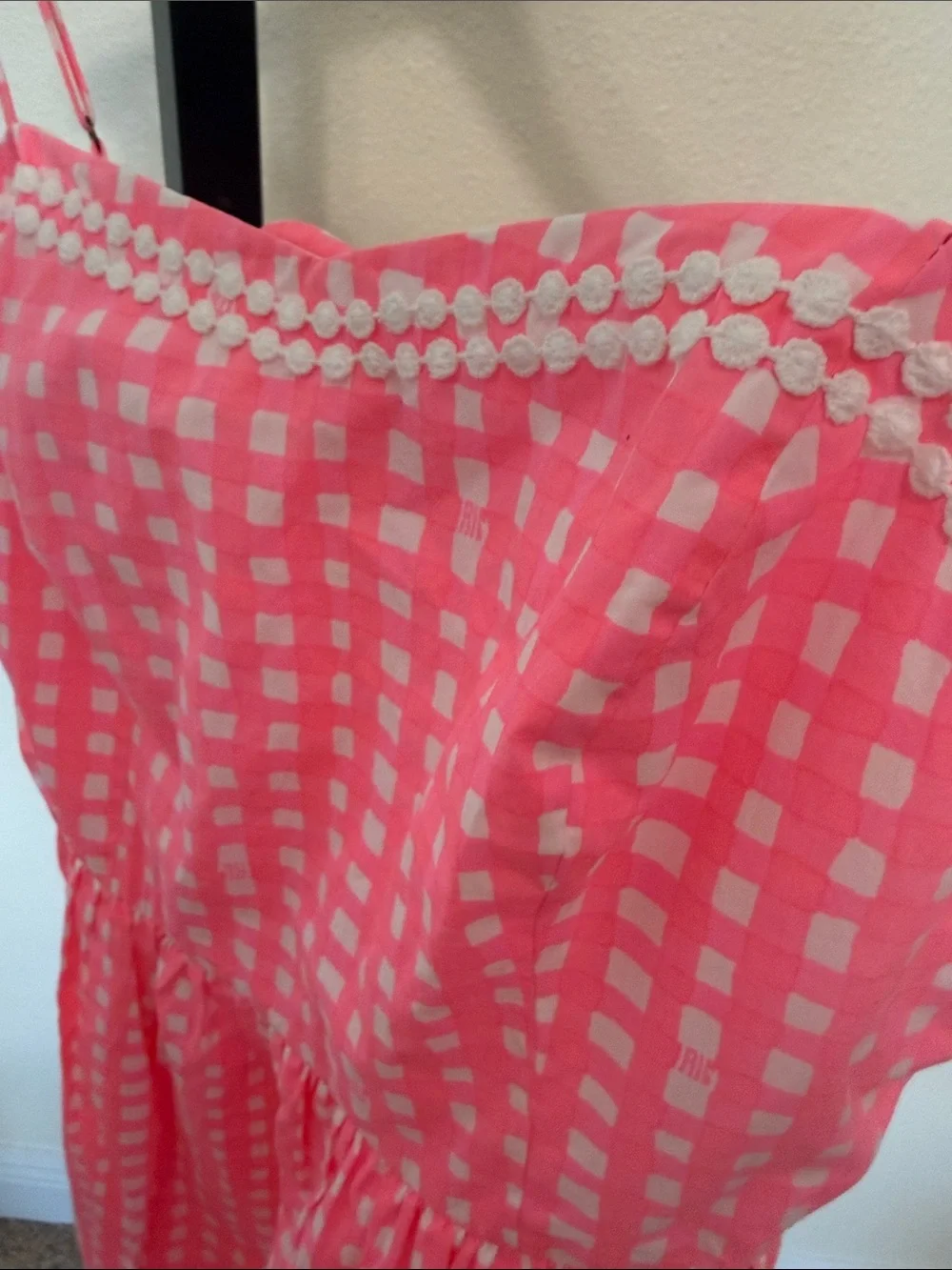 Lilly Pulitzer ❤️' Pink Gingham Sundress with Lace Trim